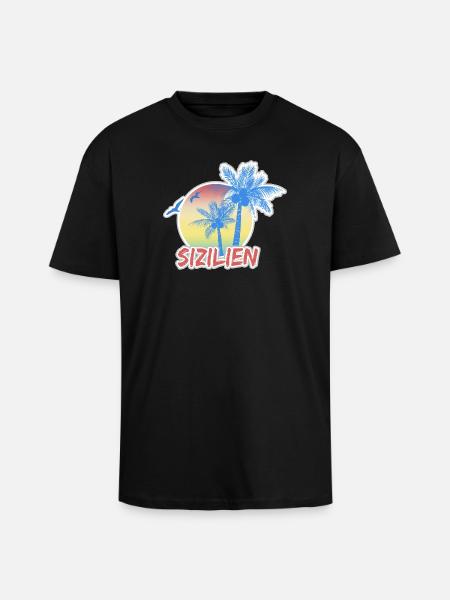 Sicily as a holiday - Unisex Oversized Heavyweight T-shirt - black