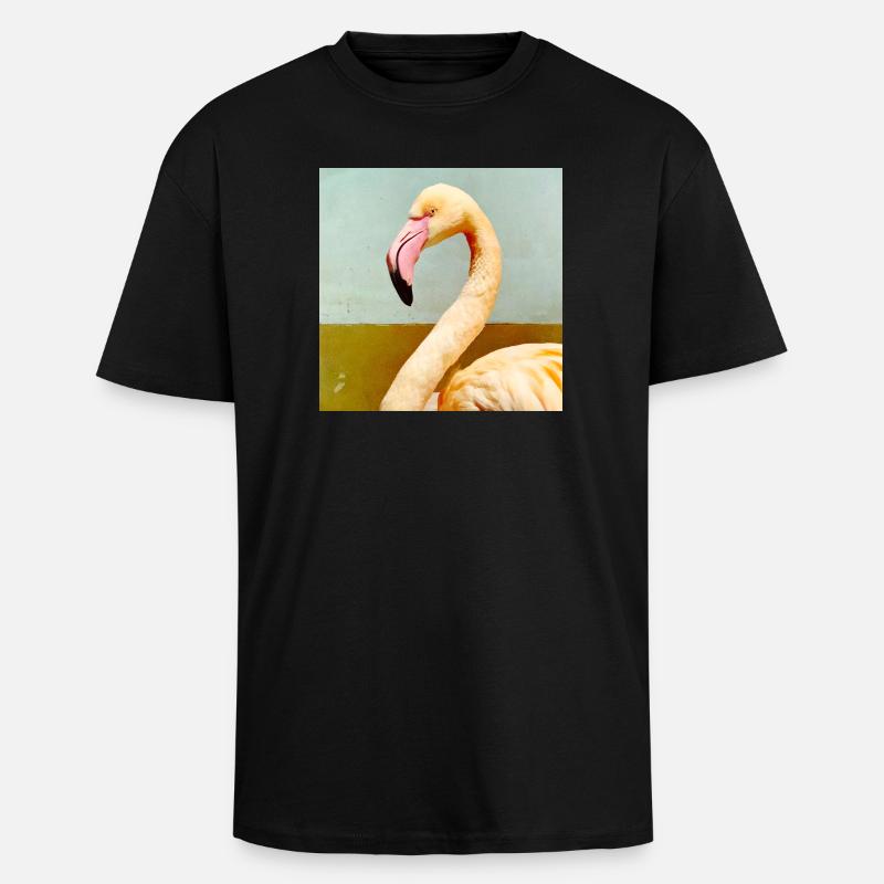 Flamingo  - Oversized Heavyweight Unisex T-Shirt - Schwarz