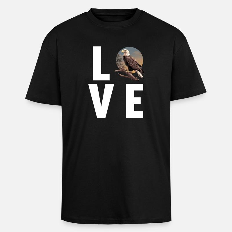 Adler - Oversized Heavyweight Unisex T-Shirt - Schwarz