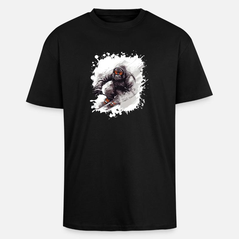 Gorilla Ski Skiing - Unisex Oversized Heavyweight T-shirt - black