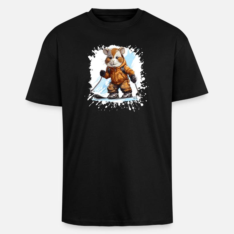 Pferd Ski Skifahren - Oversized Heavyweight Unisex T-Shirt - Schwarz