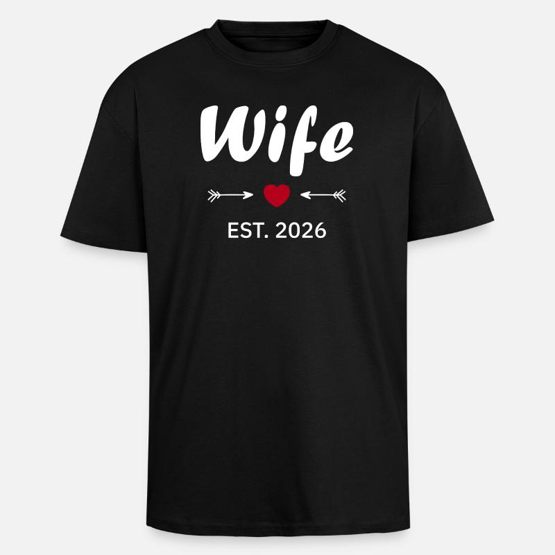 Ehefrau ist 2026 - Oversized Heavyweight Unisex T-Shirt - Schwarz