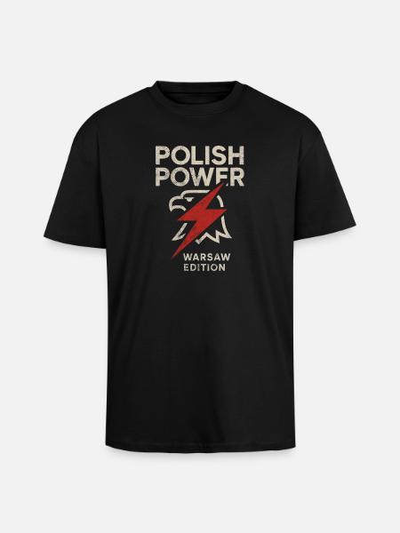 Polish Power Warsaw Edition Blitz Design - Unisex Oversized Heavyweight T-shirt - black