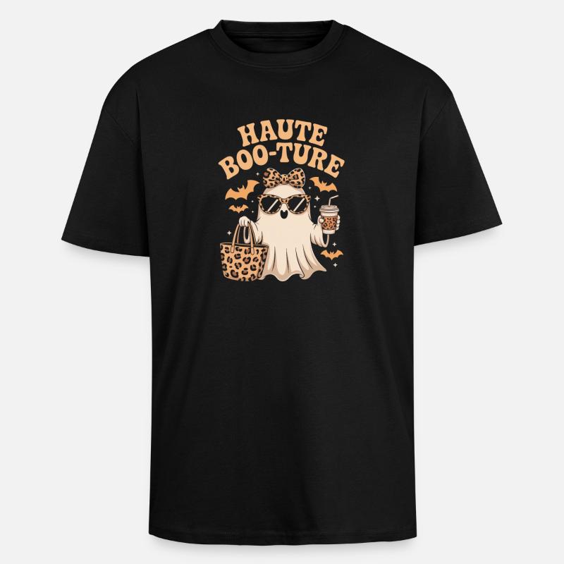 Haute Booture Halloween Ghost - T-shirt unisexe oversize épais - noir