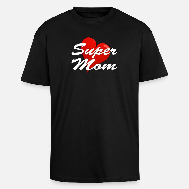 SUPER MOM - Oversized Heavyweight Unisex T-Shirt - Schwarz