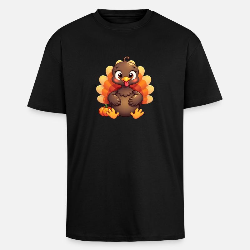 Bébé dinde de Thanksgiving - T-shirt unisexe oversize épais - noir