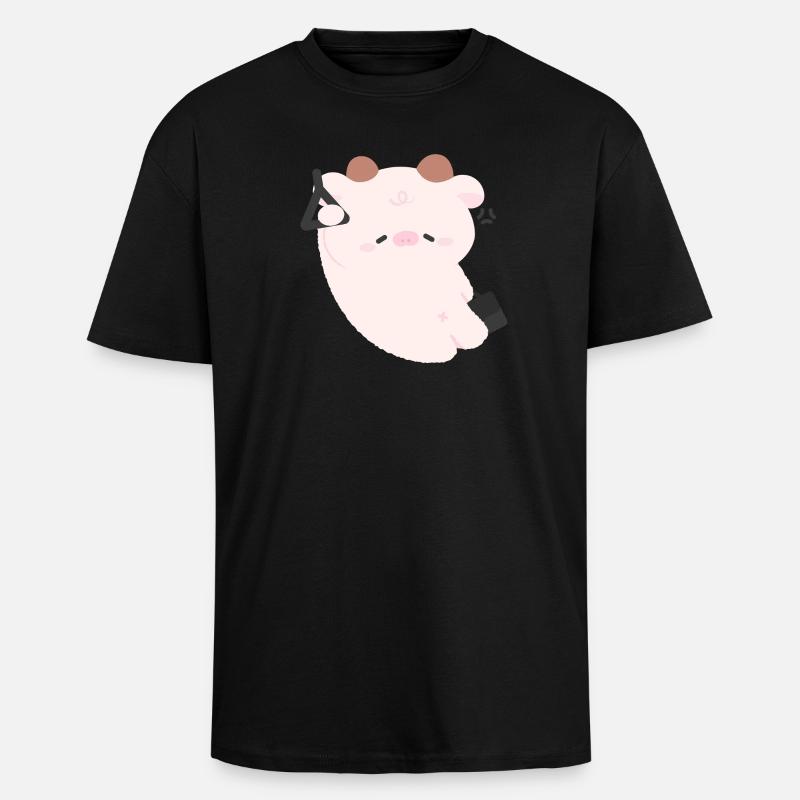 Trajet de la vache fatiguée - T-shirt unisexe oversize épais - noir