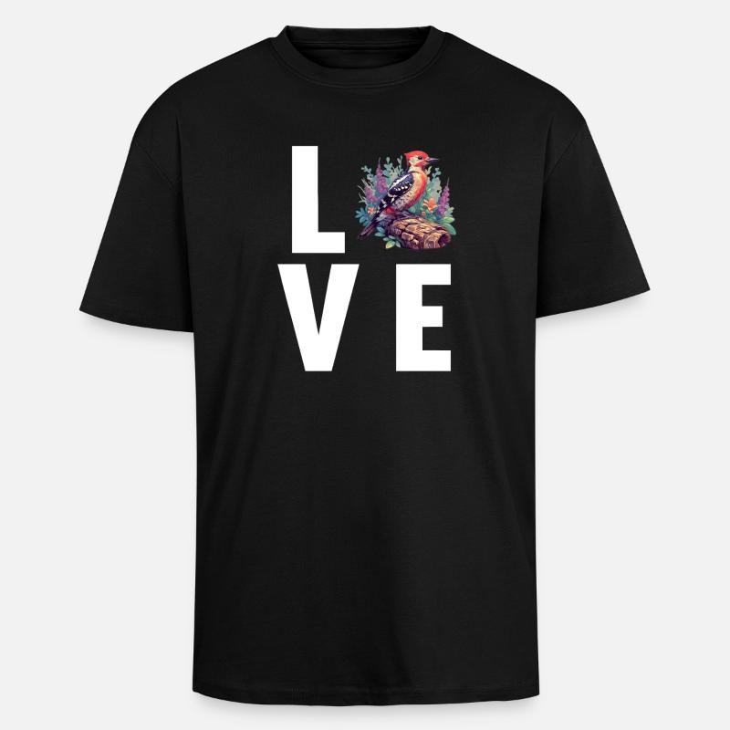Spechte Specht - Oversized Heavyweight Unisex T-Shirt - Schwarz