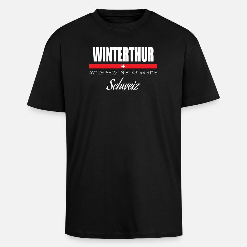 Winterthur - Oversized Heavyweight Unisex T-Shirt - Schwarz