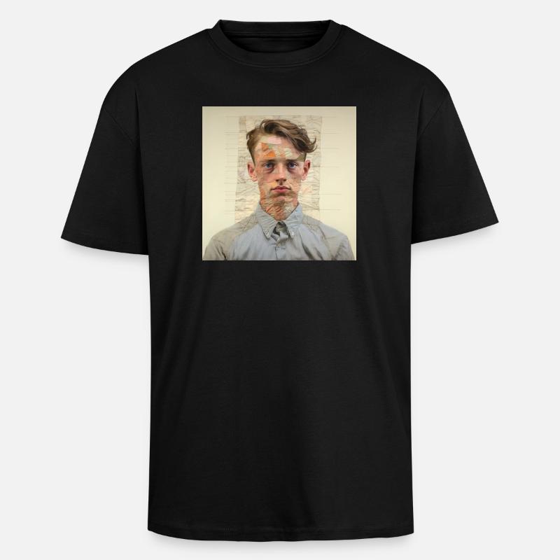 Patchwork-Portraet Collage - Oversized Heavyweight Unisex T-Shirt - Schwarz