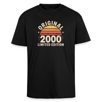 Sunset Original 2000 Limitierte Auflage - Oversized Heavyweight Unisex T-Shirt - Schwarz - Vorne - Alina (178cm) & Michal (187cm)