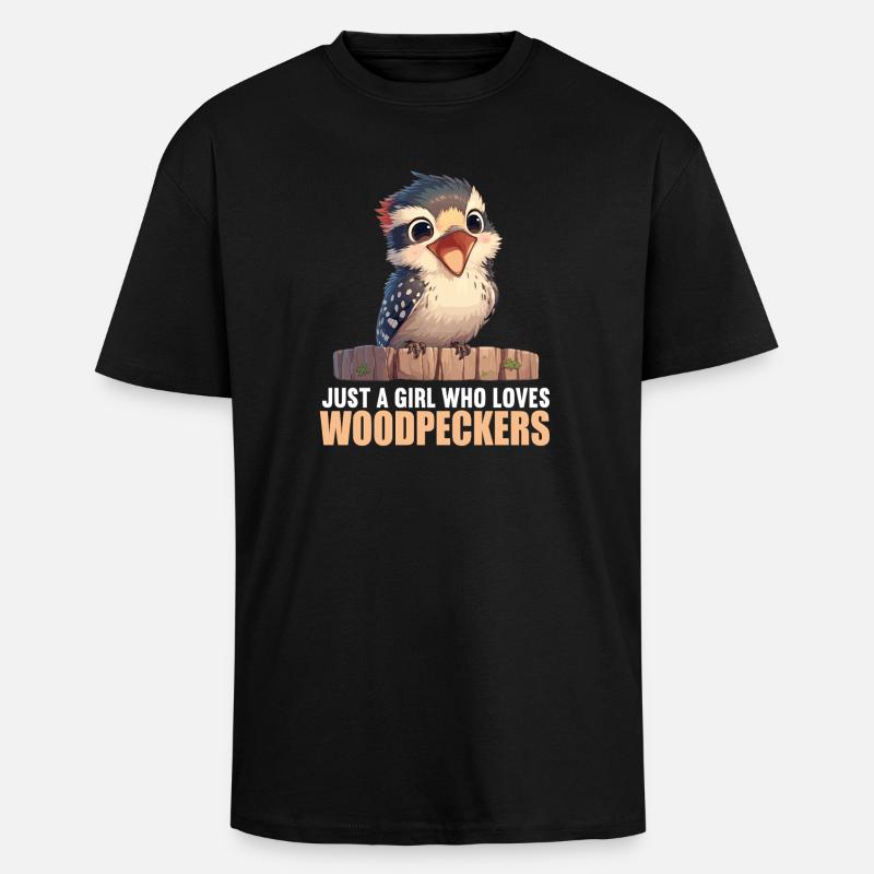 Spechte Specht - Oversized Heavyweight Unisex T-Shirt - Schwarz