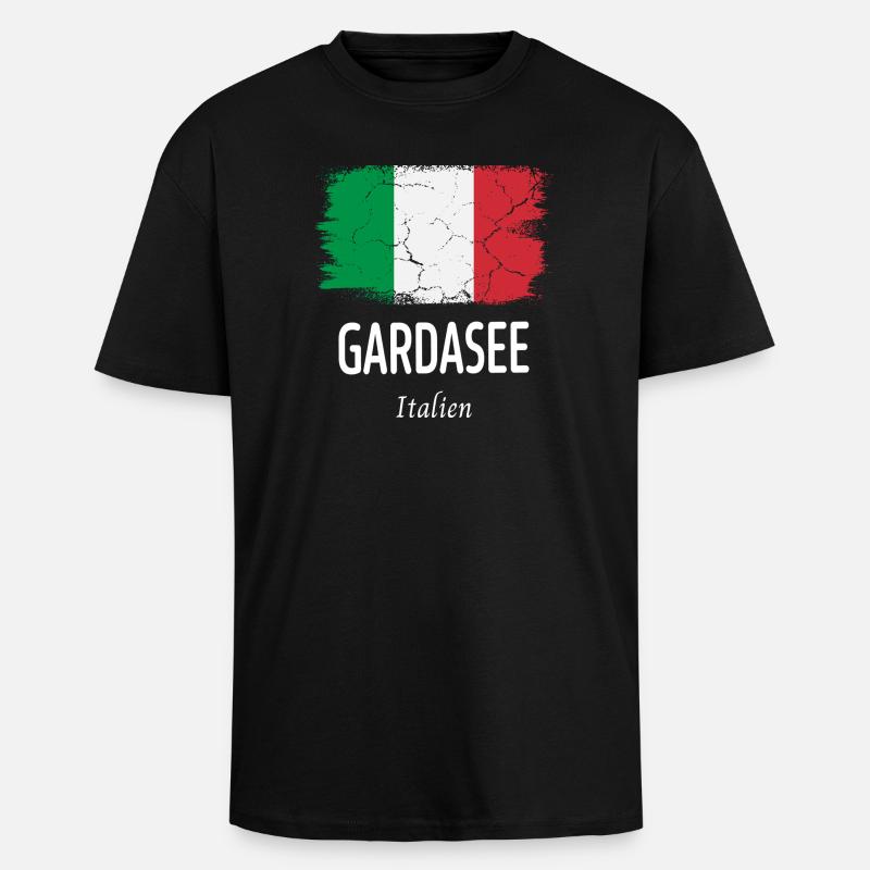 Lac de Garde - T-shirt unisexe oversize épais - noir