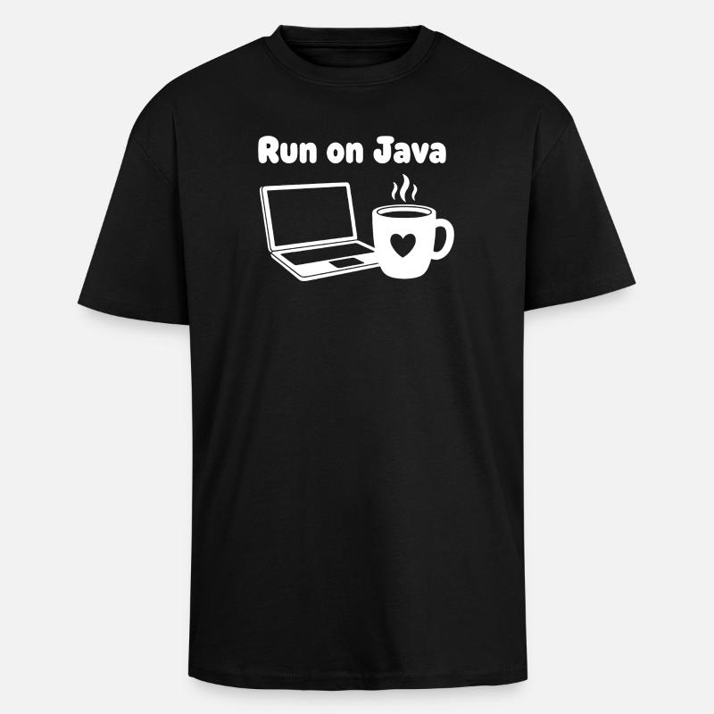 Java Run Cafe Laptop Heart - Unisex Oversized Heavyweight T-shirt - black