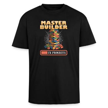 Building Blocks Kids Brick Builder - Unisex Oversized Heavyweight T-shirt - black - Front - Alina (178cm) & Michal (187cm)