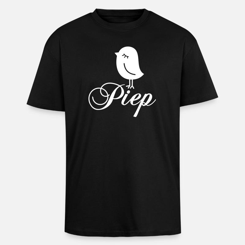 Spatz Piep – Piepmatz Vogel Cartoon Motiv - Oversized Heavyweight Unisex T-Shirt - Schwarz