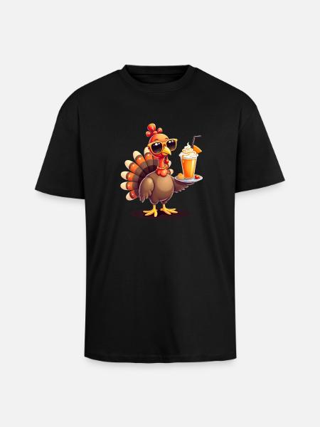 Thanksgiving Turkey with Sunglasses - Unisex Oversized Heavyweight T-shirt - black