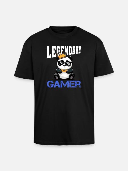 Panda Krone und controller - gamen - Oversized Heavyweight Unisex T-Shirt - Schwarz