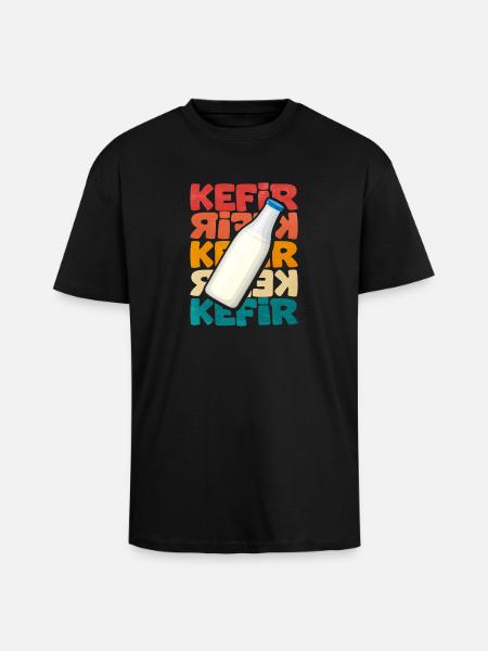 Kefir Bottle Motif Retro - Unisex Oversized Heavyweight T-shirt - black