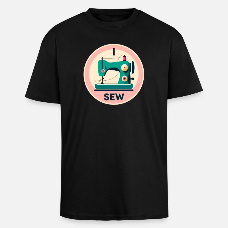 Vintage Sewing Machine Silhouette - Unisex Oversized Heavyweight T-shirt - black