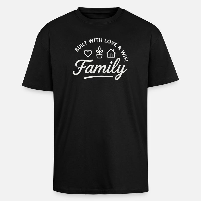 Construit avec amour et WiFi - T-shirt unisexe oversize épais - noir