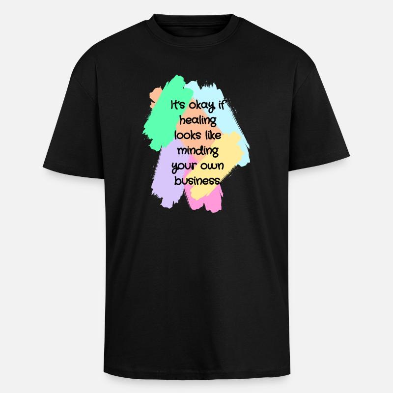 Healing Boundaries Slogan - T-shirt unisexe oversize épais - noir