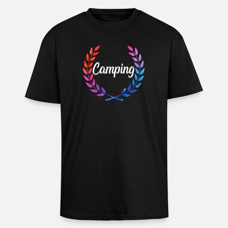 Camping Farblaurel Script - Oversized Heavyweight Unisex T-Shirt - Schwarz