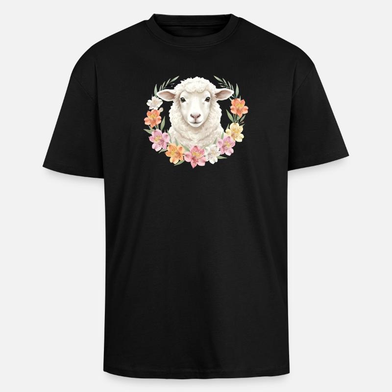 Weisses Schaf - Oversized Heavyweight Unisex T-Shirt - Schwarz