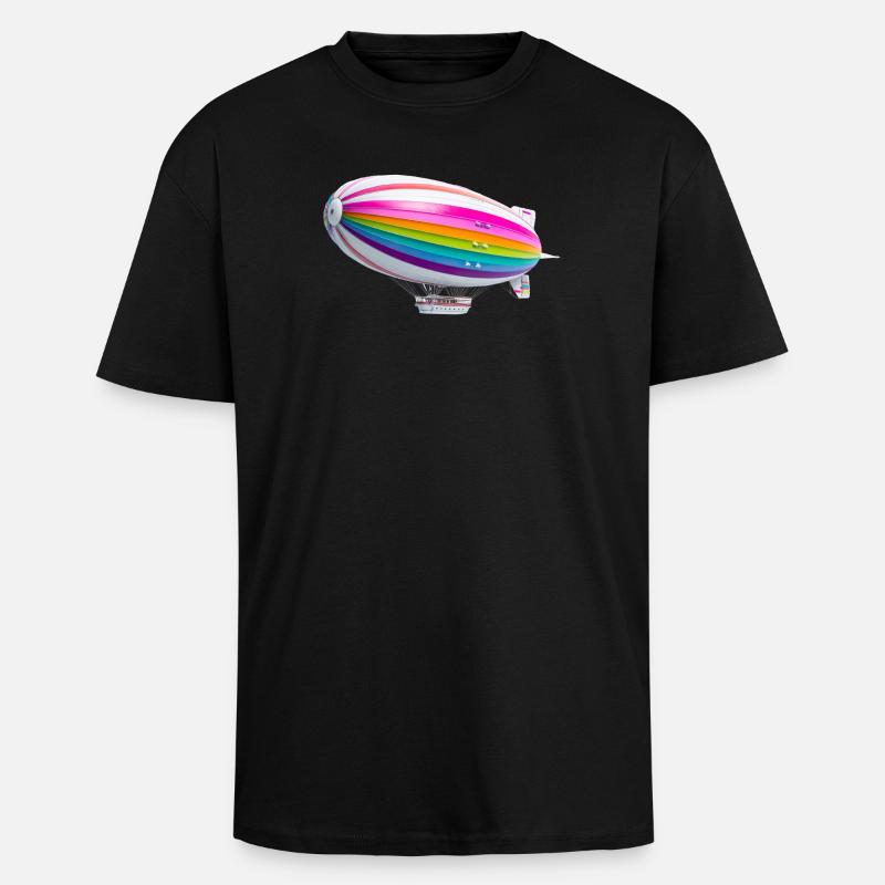 Regenbogen Zeppelin Druck - Oversized Heavyweight Unisex T-Shirt - Schwarz