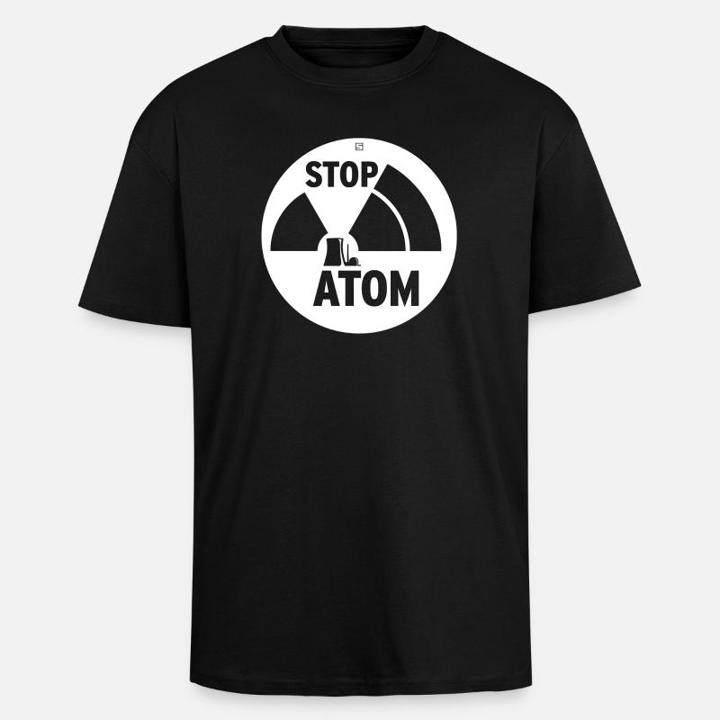 STOP ATOM - Oversized Heavyweight Unisex T-Shirt - Schwarz