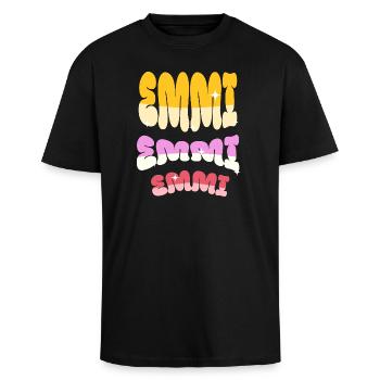 Emmi Name Emmily Emmi First Name - Unisex Oversized Heavyweight T-shirt - black - Front - Alina (178cm) & Michal (187cm)