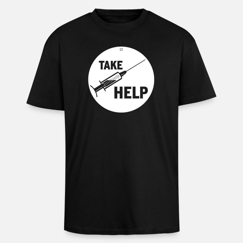 TAKE HELP - Oversized Heavyweight Unisex T-Shirt - Schwarz