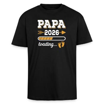 Papa 2026 Loading Zukünftiger Vater Geschenk - Oversized Heavyweight Unisex T-Shirt - Schwarz - Vorne - Alina (178cm) & Michal (187cm)