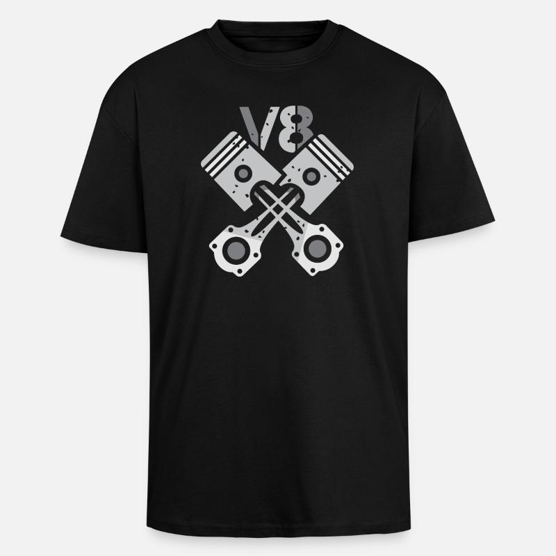V8 Engine Piston – Mechanic Power Design - Unisex Oversized Heavyweight T-shirt - black