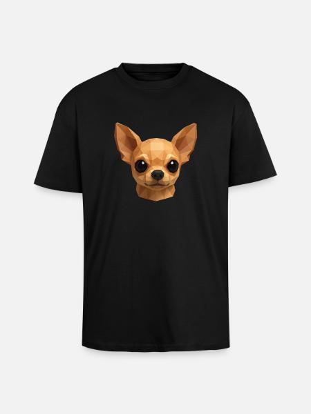 Cute Chihuahua – Polygon Dog Design - Unisex Oversized Heavyweight T-shirt - black