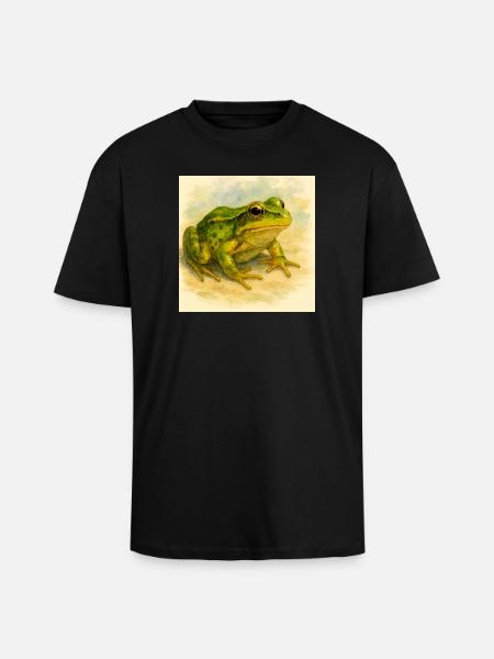 Aquarelle Grenouille Verte - T-shirt unisexe oversize épais - noir