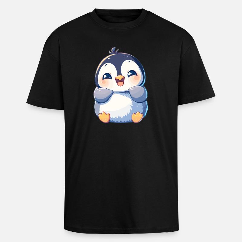 Pinguine Pinguin - Oversized Heavyweight Unisex T-Shirt - Schwarz
