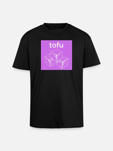 Tofu cube sketch on purple background - Unisex Oversized Heavyweight T-shirt - black