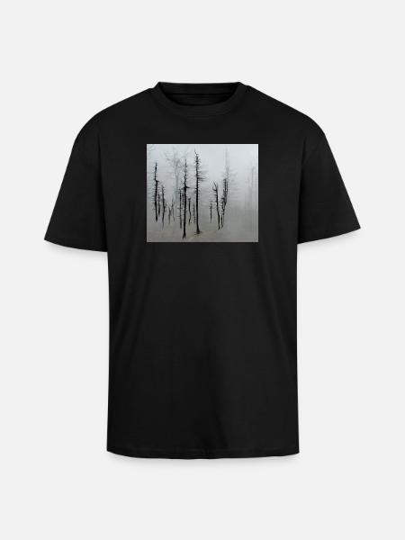 Totholzfichten_im_Nebel - T-shirt unisexe oversize épais - noir