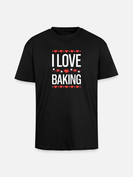I Love Baking Hearts - Unisex Oversized Heavyweight T-shirt - black