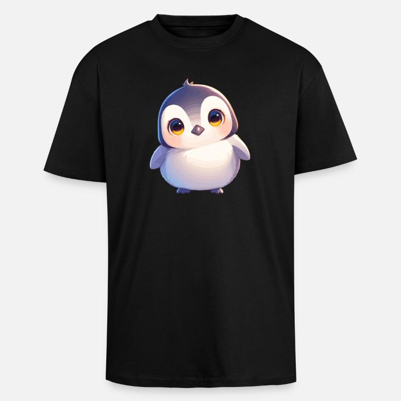Pinguine Pinguin - Oversized Heavyweight Unisex T-Shirt - Schwarz
