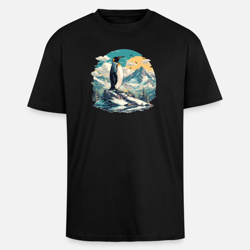 Pinguine Pinguin - Oversized Heavyweight Unisex T-Shirt - Schwarz