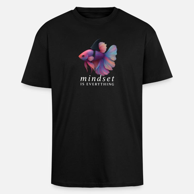 Mindset Fighting Fish Helm, Motivationsspruch - Oversized Heavyweight Unisex T-Shirt - Schwarz