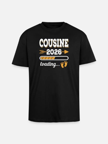Cousin 2026 Loading Big Cousin Gift - Unisex Oversized Heavyweight T-shirt - black