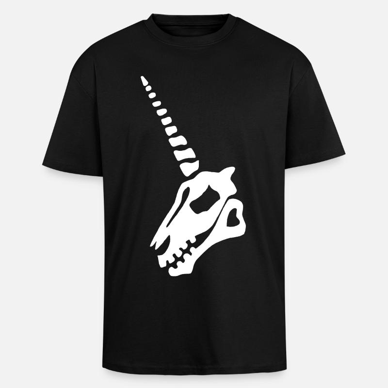 Weißer Einhorn Schädel - Oversized Heavyweight Unisex T-Shirt - Schwarz