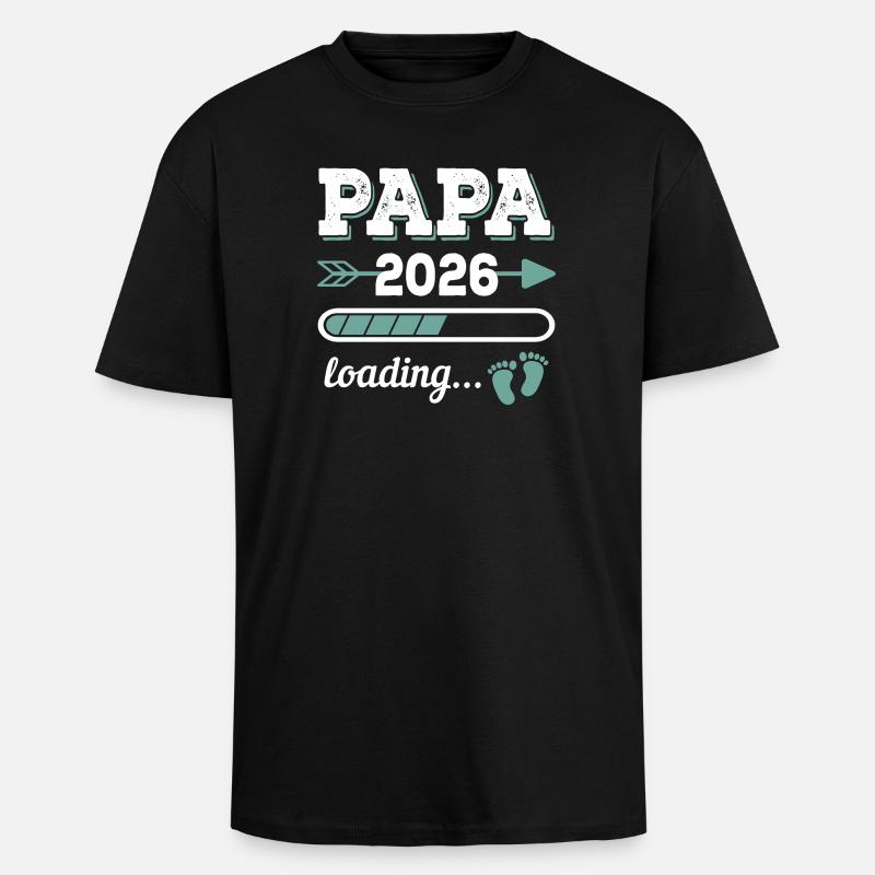 Papa 2026 Loading Werdender Vater Geschenkidee - Oversized Heavyweight Unisex T-Shirt - Schwarz