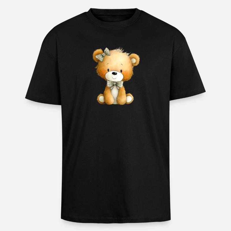 sitzender Teddy - Oversized Heavyweight Unisex T-Shirt - Schwarz