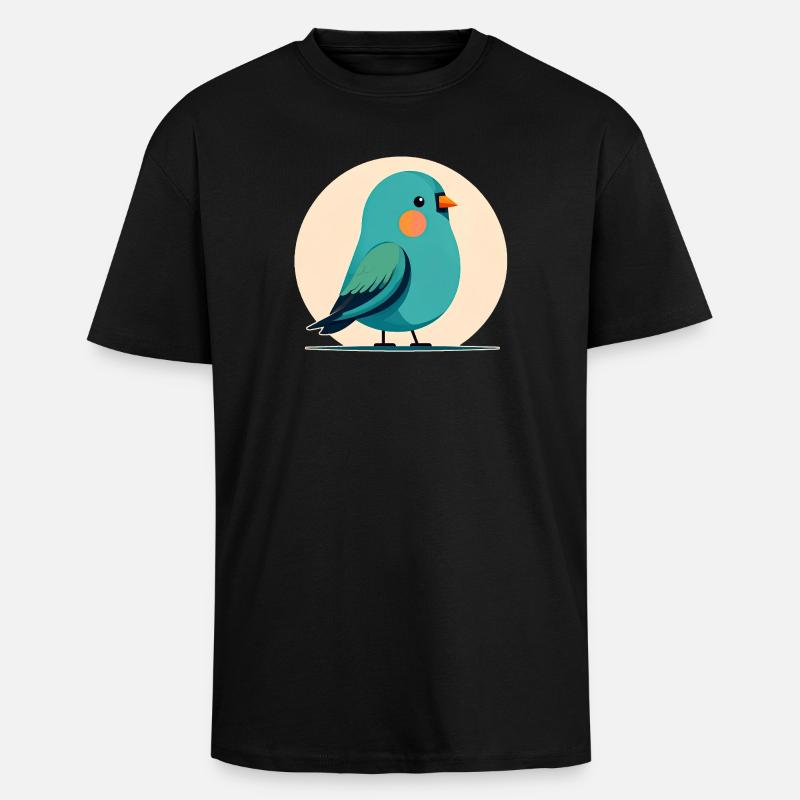 Kleiner grün-blauer Vogel - Oversized Heavyweight Unisex T-Shirt - Schwarz