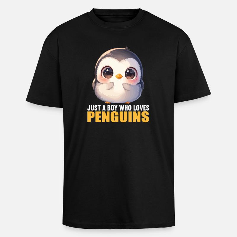 Pinguine Pinguin - Oversized Heavyweight Unisex T-Shirt - Schwarz