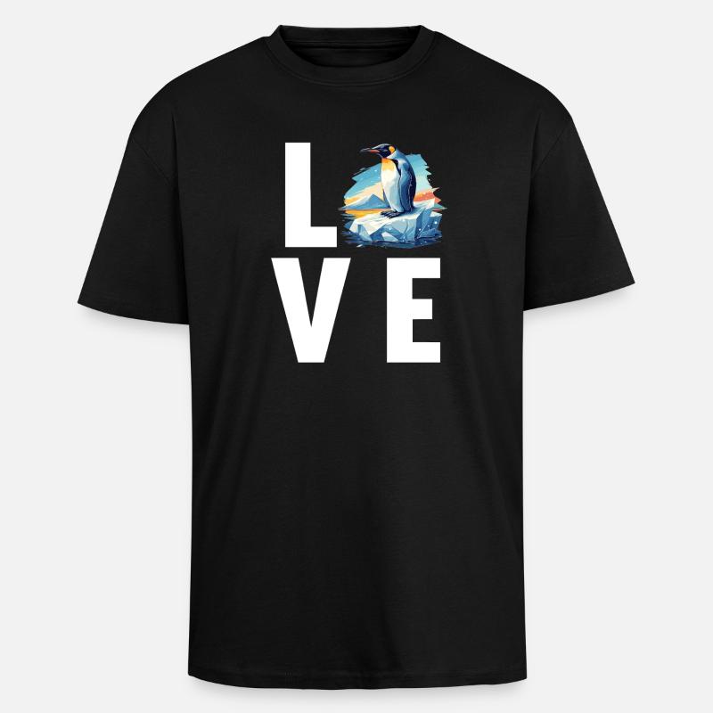 Pinguine Pinguin - Oversized Heavyweight Unisex T-Shirt - Schwarz